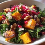 Autumn Kale Salad with Roasted Squash and Pomegranate