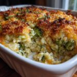 Cheesy Broccoli Rice Casserole with Crispy Topping
