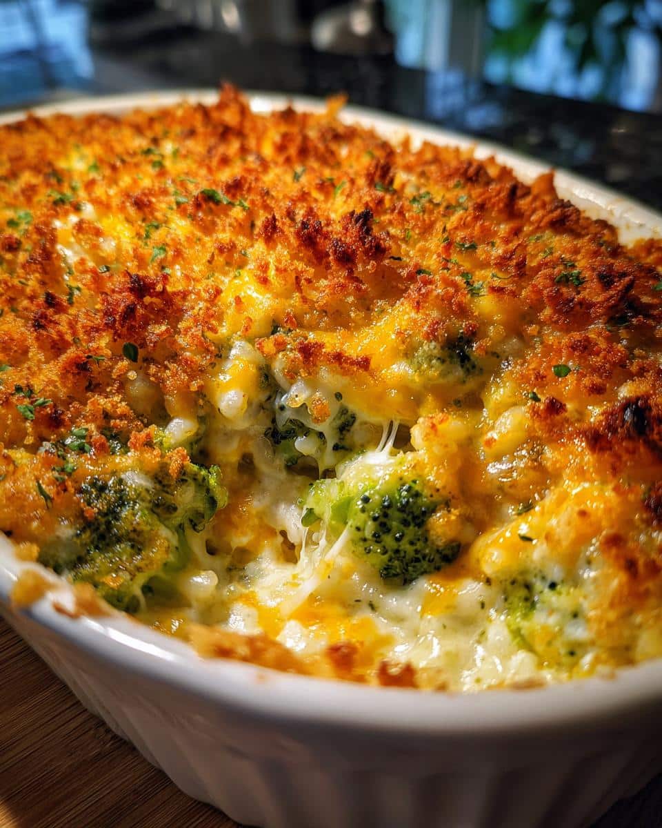 Cheesy Broccoli Rice Casserole with Crispy Topping - detail 3