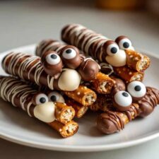 "15-Minute Chocolate Covered Pretzel Monsters for Spooky Treats"