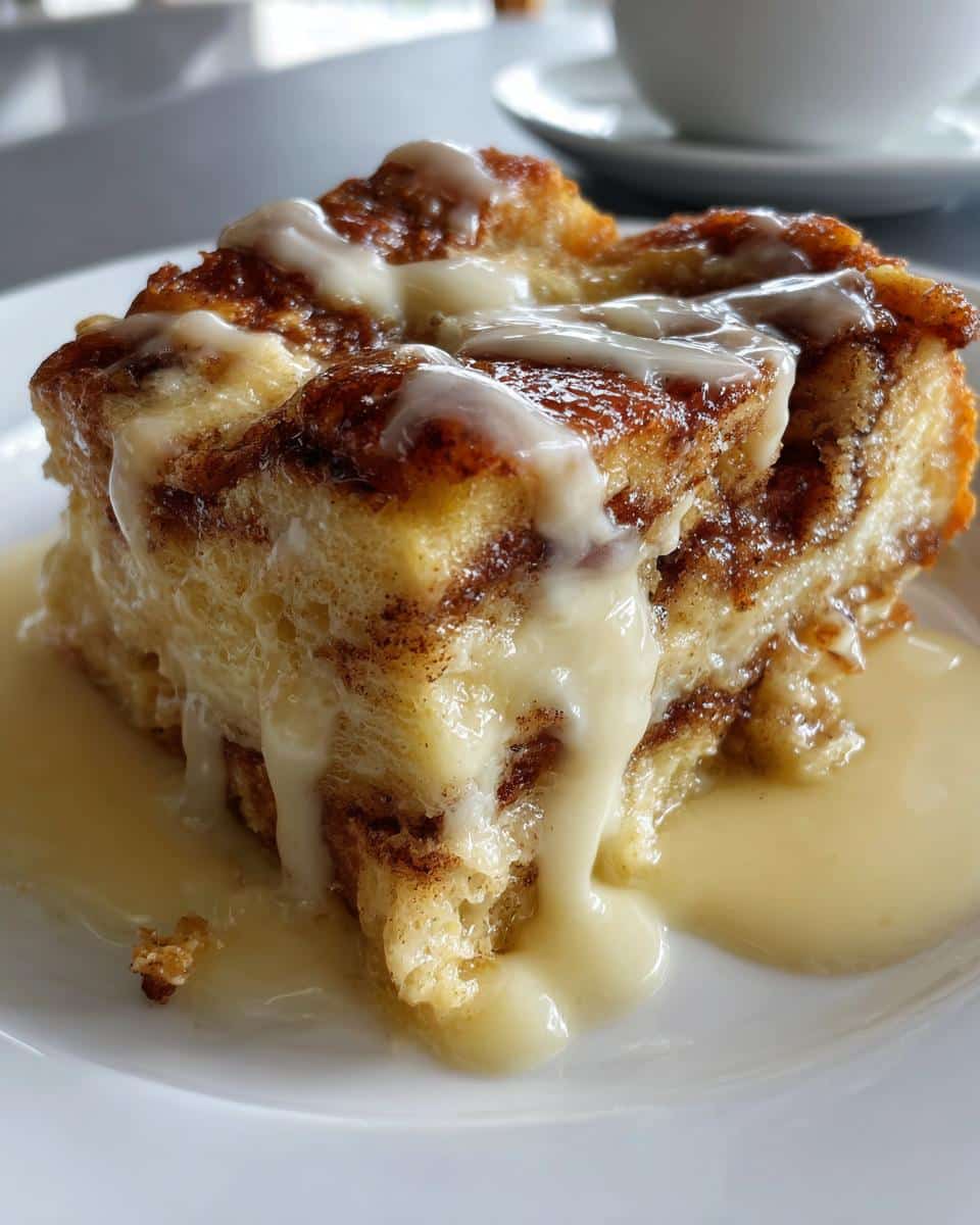 Cinnamon Roll Bread Pudding with Vanilla Sauce - detail 3