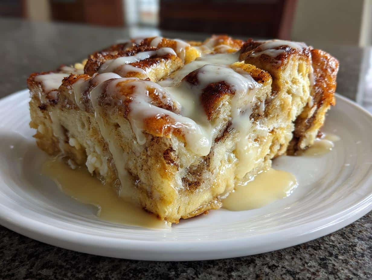Irresistible Cinnamon Roll Bread Pudding with Vanilla Sauce