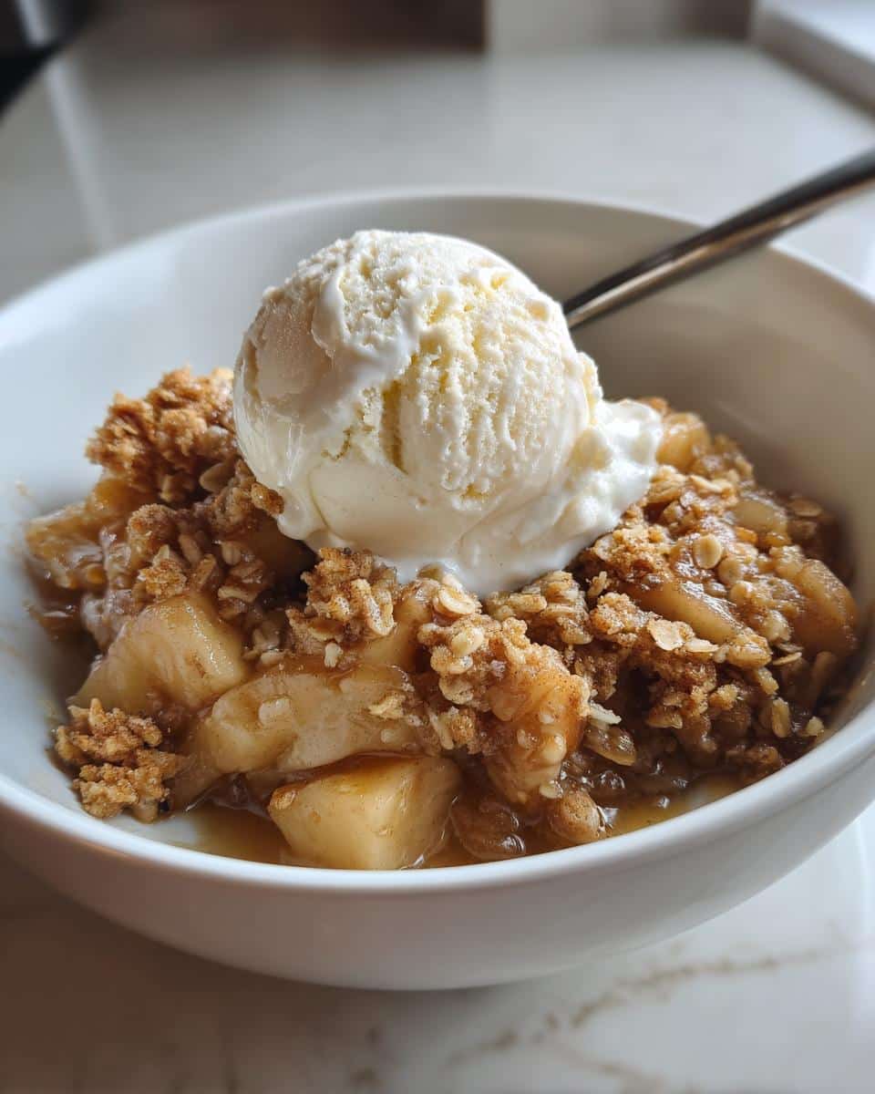 Classic Apple Crisp with Oat Crumble and Vanilla Ice Cream - detail 1