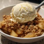 Classic Apple Crisp with Oat Crumble and Vanilla Ice Cream