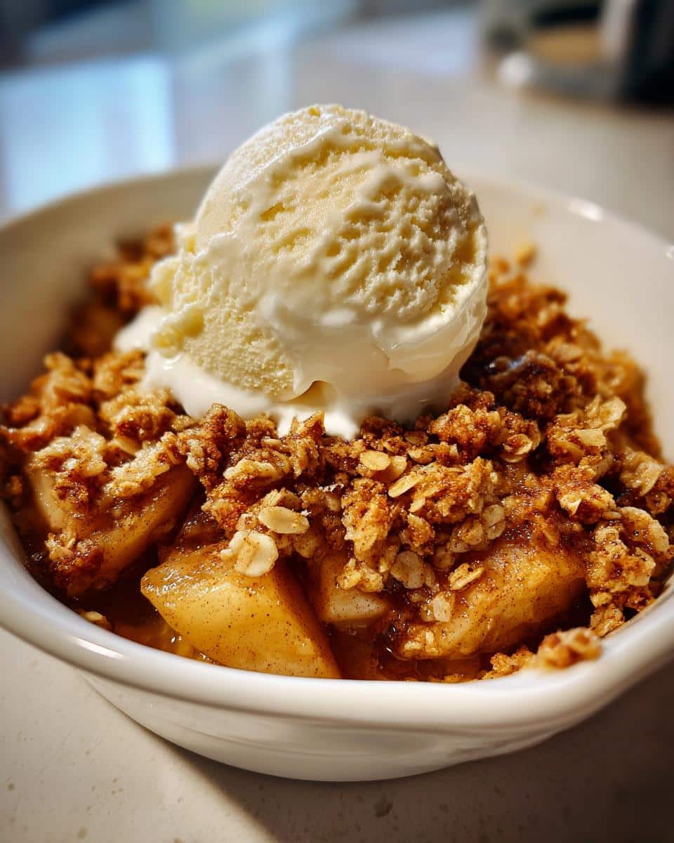 Classic Apple Crisp with Oat Crumble and Vanilla Ice Cream - detail 3
