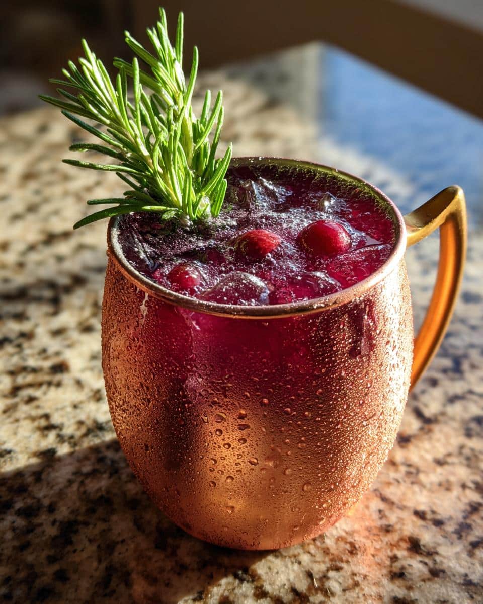 Cranberry Moscow Mule with Fresh Rosemary - detail 2