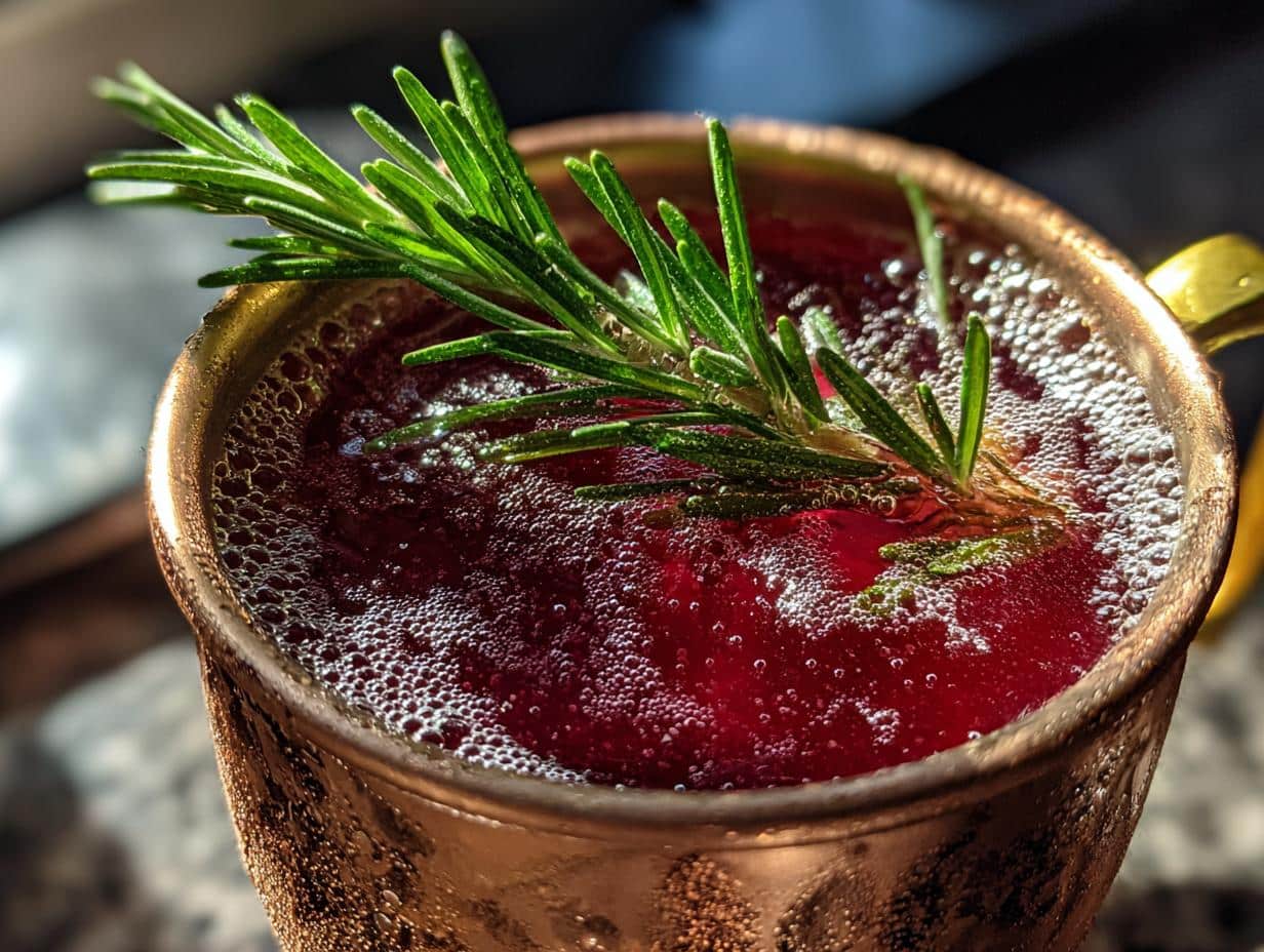 3-Minute Cranberry Moscow Mule with Incredible Rosemary Twist