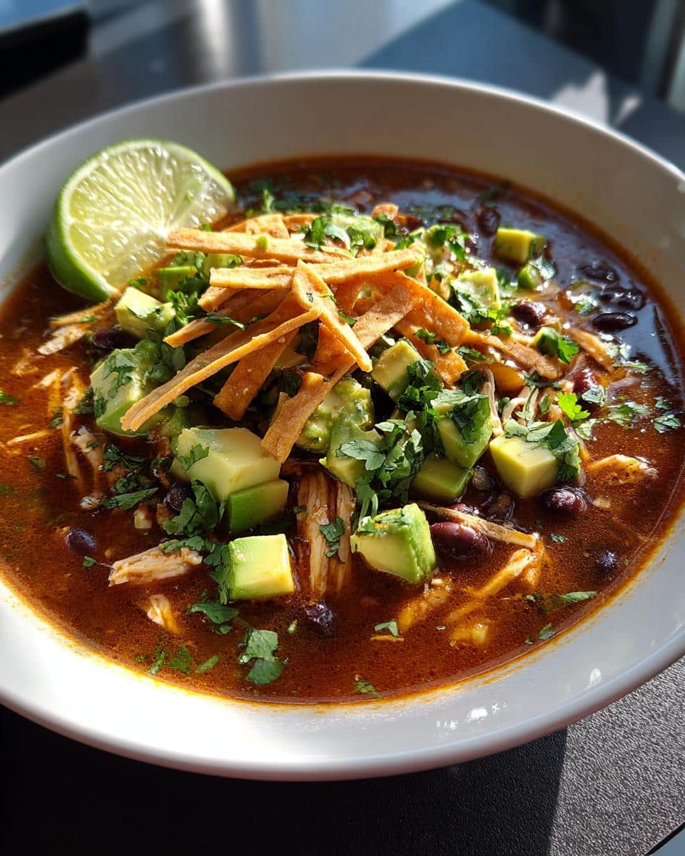 Creamy Chicken Tortilla Soup with Avocado and Lime - detail 1