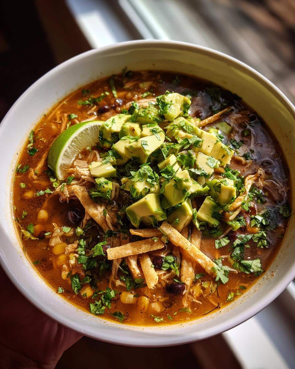Creamy Chicken Tortilla Soup with Avocado and Lime - detail 2