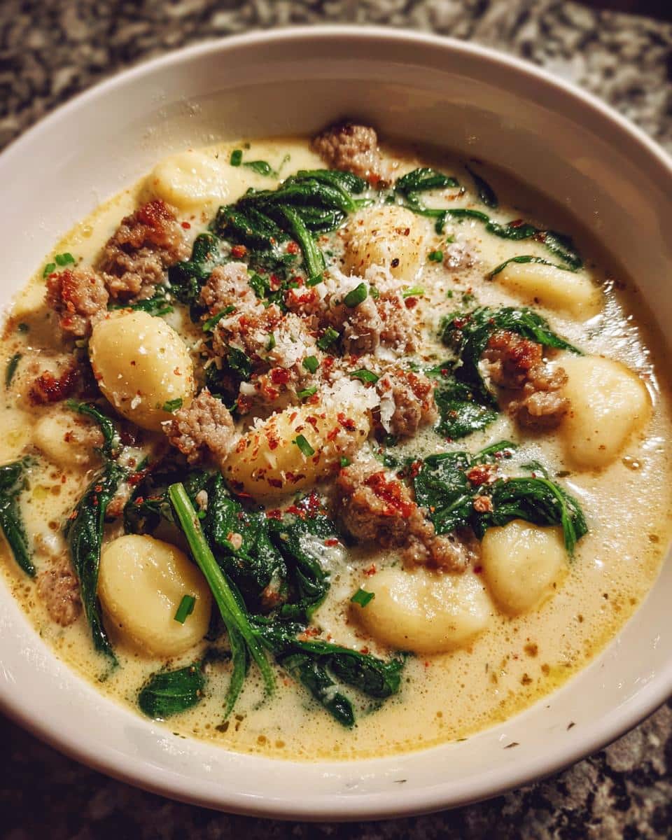 Creamy Gnocchi Soup with Italian Sausage and Spinach - detail 1