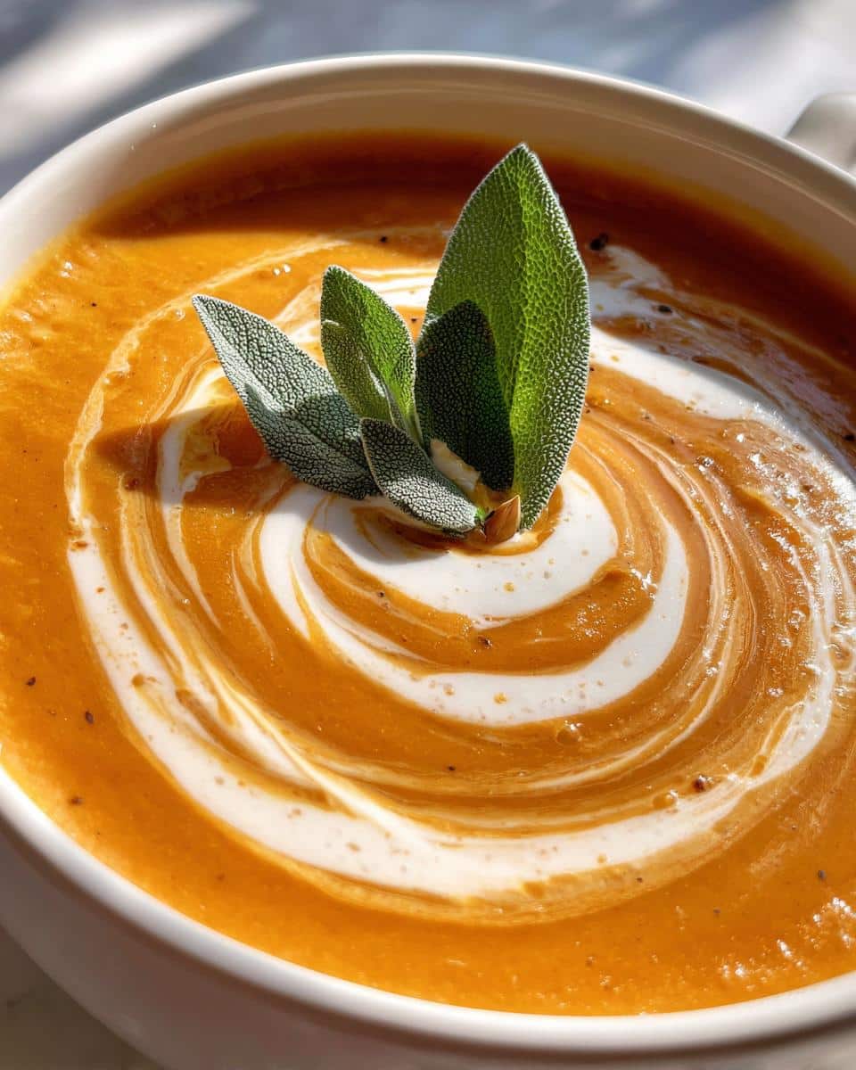 Creamy Roasted Pumpkin Soup with Coconut Milk and Sage - detail 1