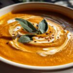 Creamy Roasted Pumpkin Soup with Coconut Milk and Sage