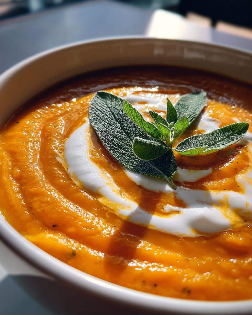 Creamy Roasted Pumpkin Soup with Coconut Milk and Sage - detail 3