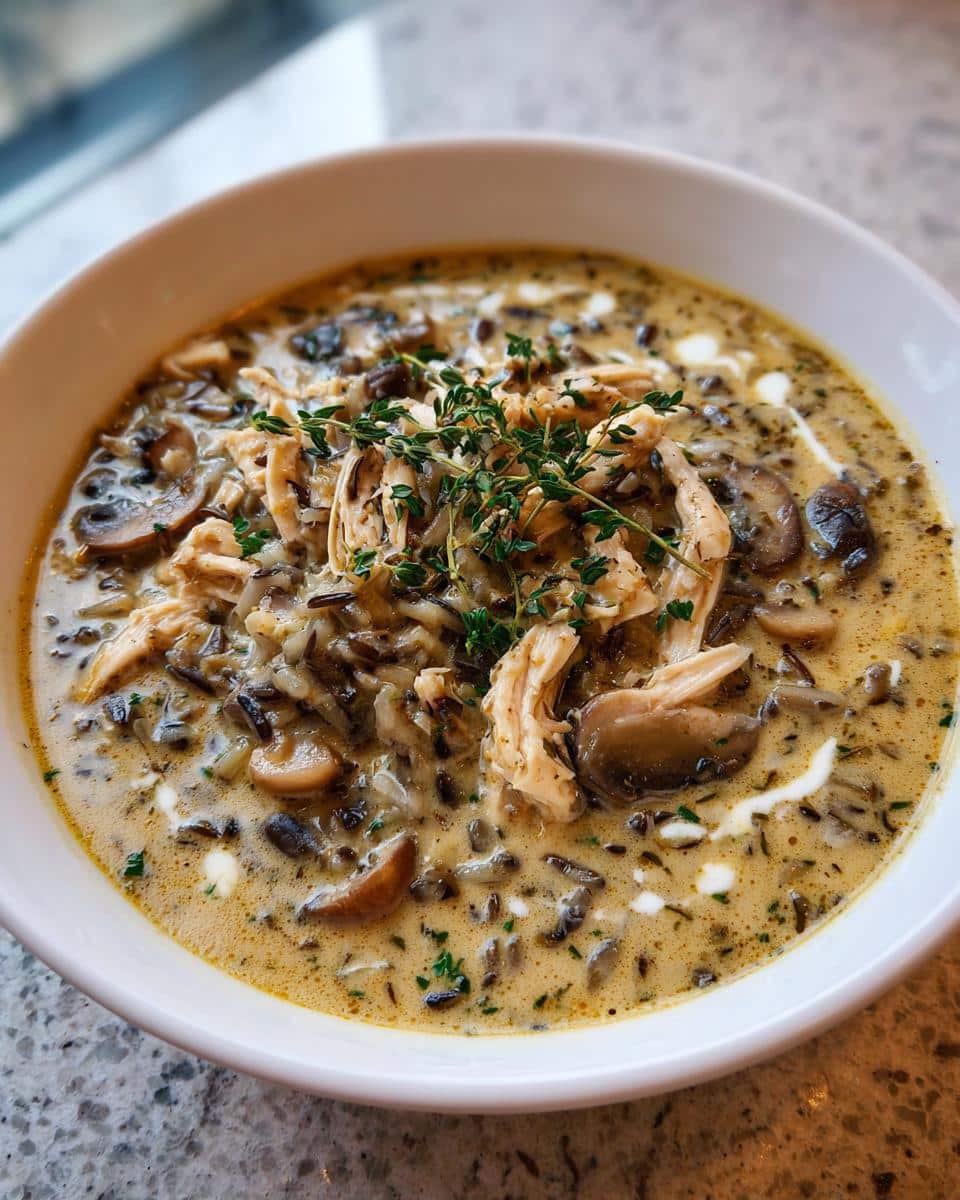 Creamy Wild Rice and Chicken Soup with Mushrooms - detail 1