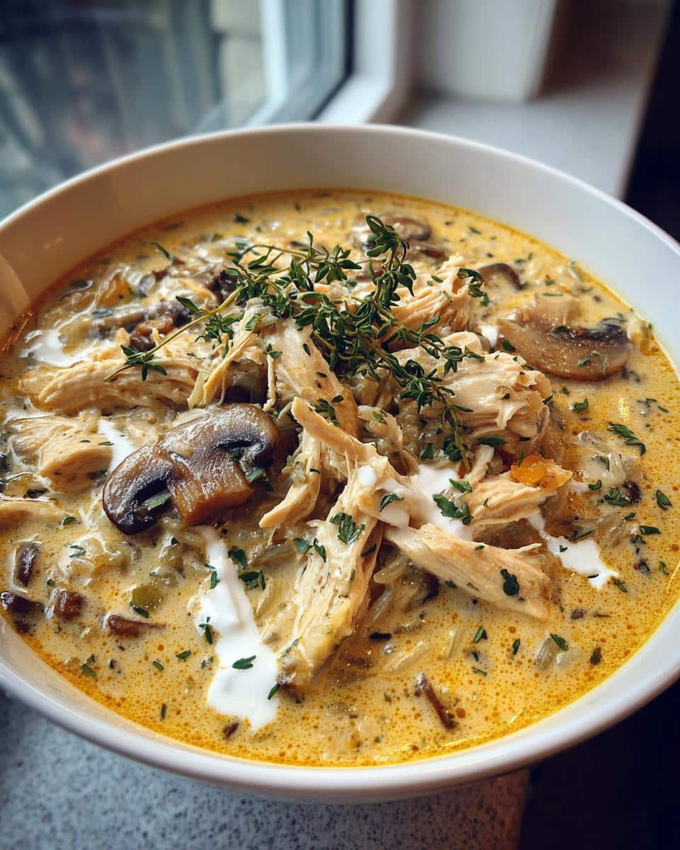 Creamy Wild Rice and Chicken Soup with Mushrooms - detail 2
