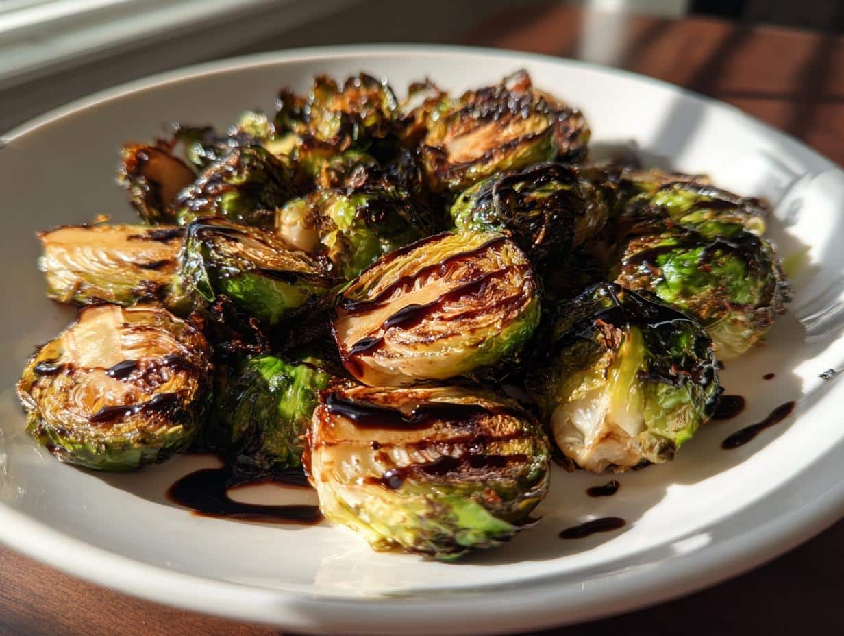 Crispy Roasted Brussels Sprouts with Balsamic Glaze in 25 Minutes
