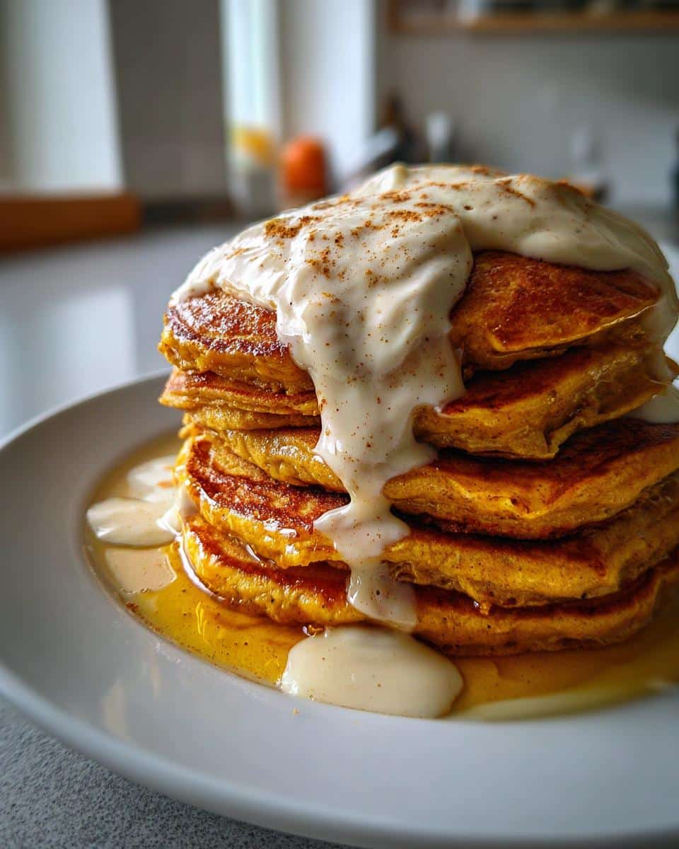 Fluffy Pumpkin Spice Pancakes with Cinnamon Butter - detail 1