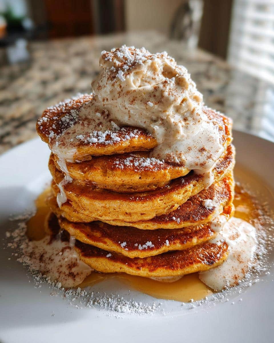 Fluffy Pumpkin Spice Pancakes with Cinnamon Butter - detail 3