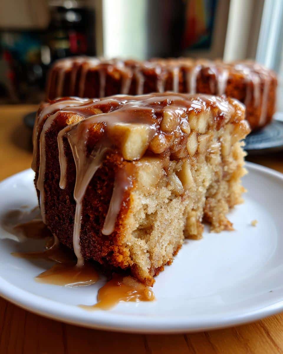 Glazed Honeycrisp Apple Fritter Cake with Cinnamon Drizzle - detail 2