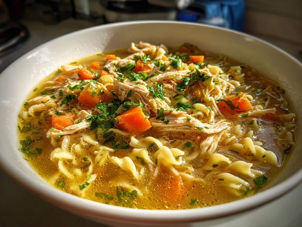 1-Pot Grandma’s Homestyle Chicken Noodle Soup from Scratch