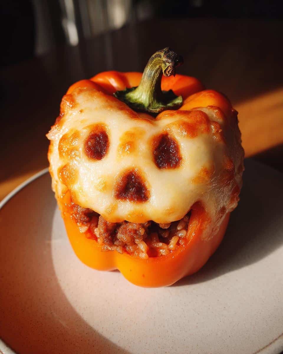 Jack-o'-Lantern Stuffed Bell Peppers - detail 1