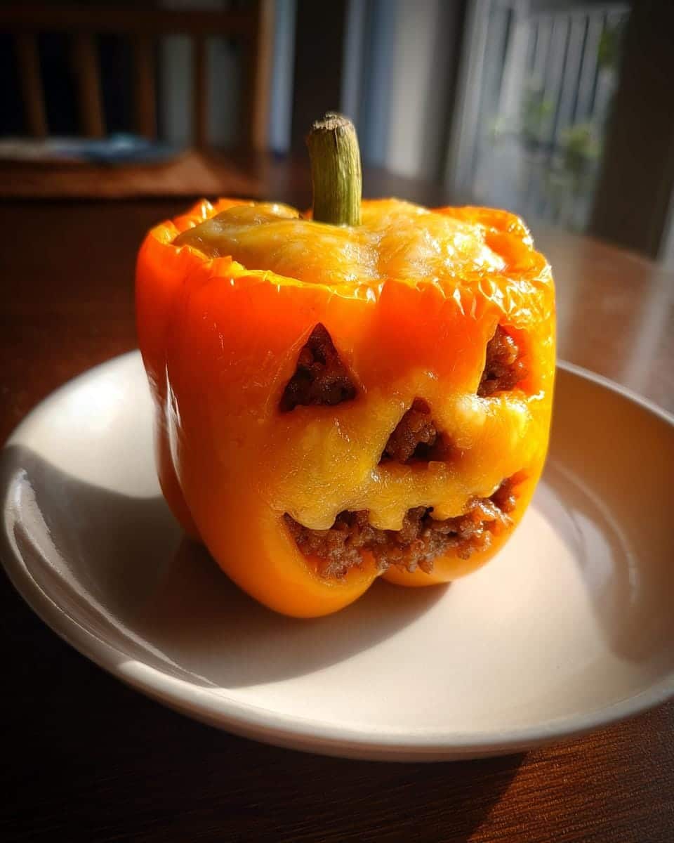Jack-o'-Lantern Stuffed Bell Peppers - detail 2