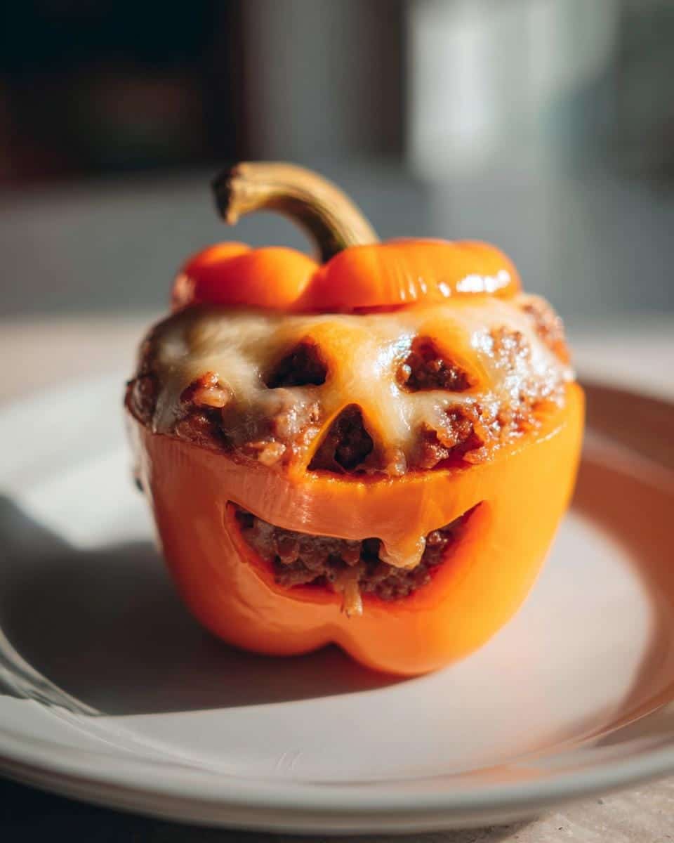 Jack-o'-Lantern Stuffed Bell Peppers - detail 3