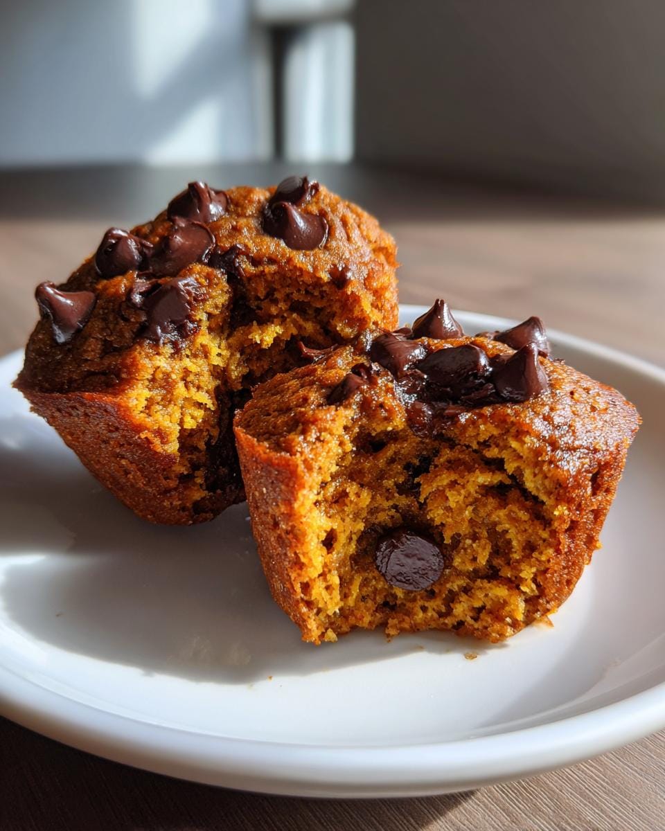 Low Calorie Pumpkin Chocolate Chip Muffins. - detail 1