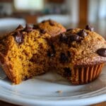 Low Calorie Pumpkin Chocolate Chip Muffins.