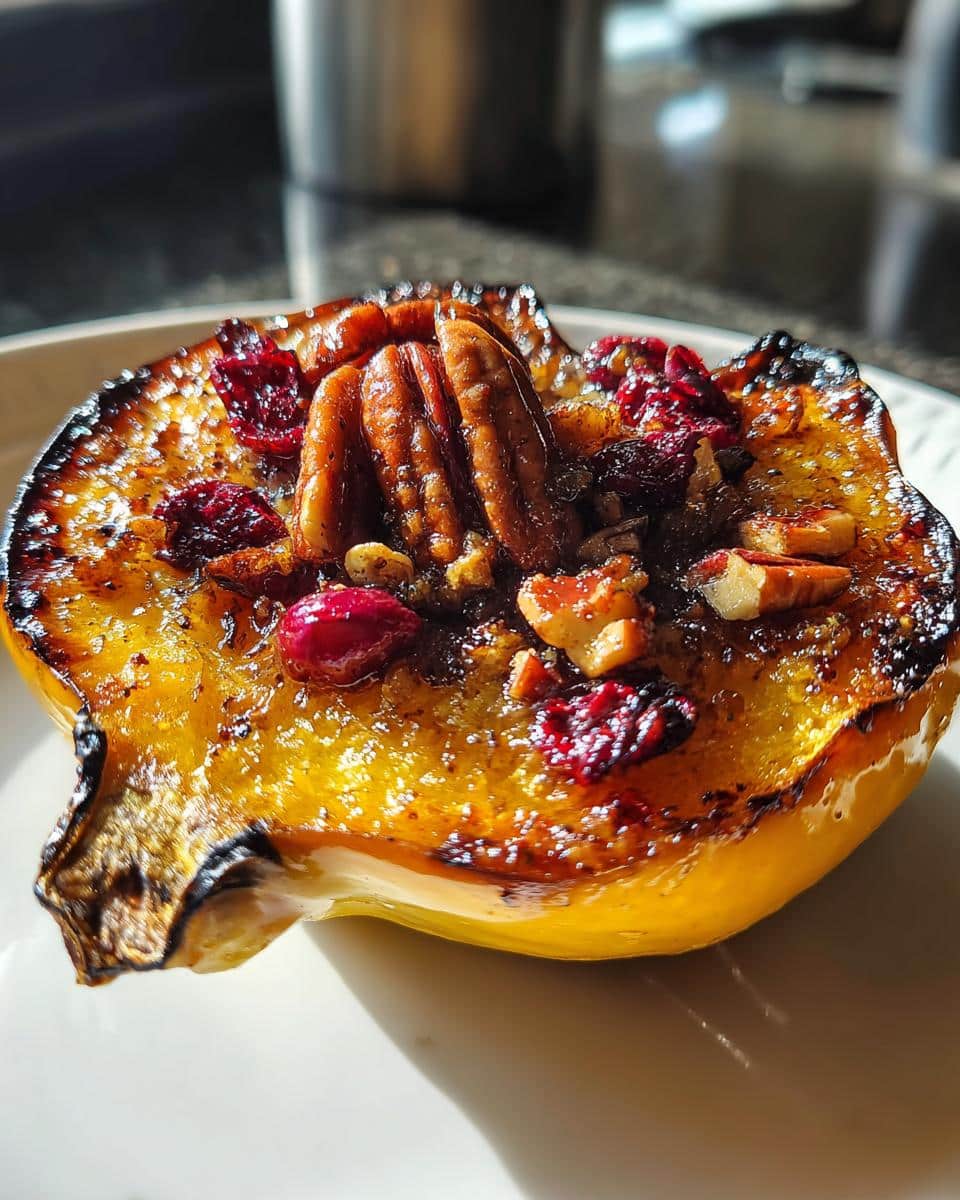Maple Glazed Acorn Squash with Pecans and Cranberries - detail 1
