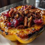 Maple Glazed Acorn Squash with Pecans and Cranberries