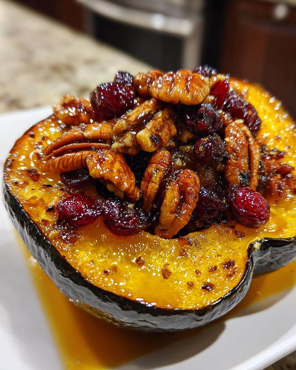 Maple Glazed Acorn Squash with Pecans and Cranberries - detail 2