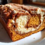 Moist Pumpkin Bread with Cream Cheese Swirl and Cinnamon Sugar Topping
