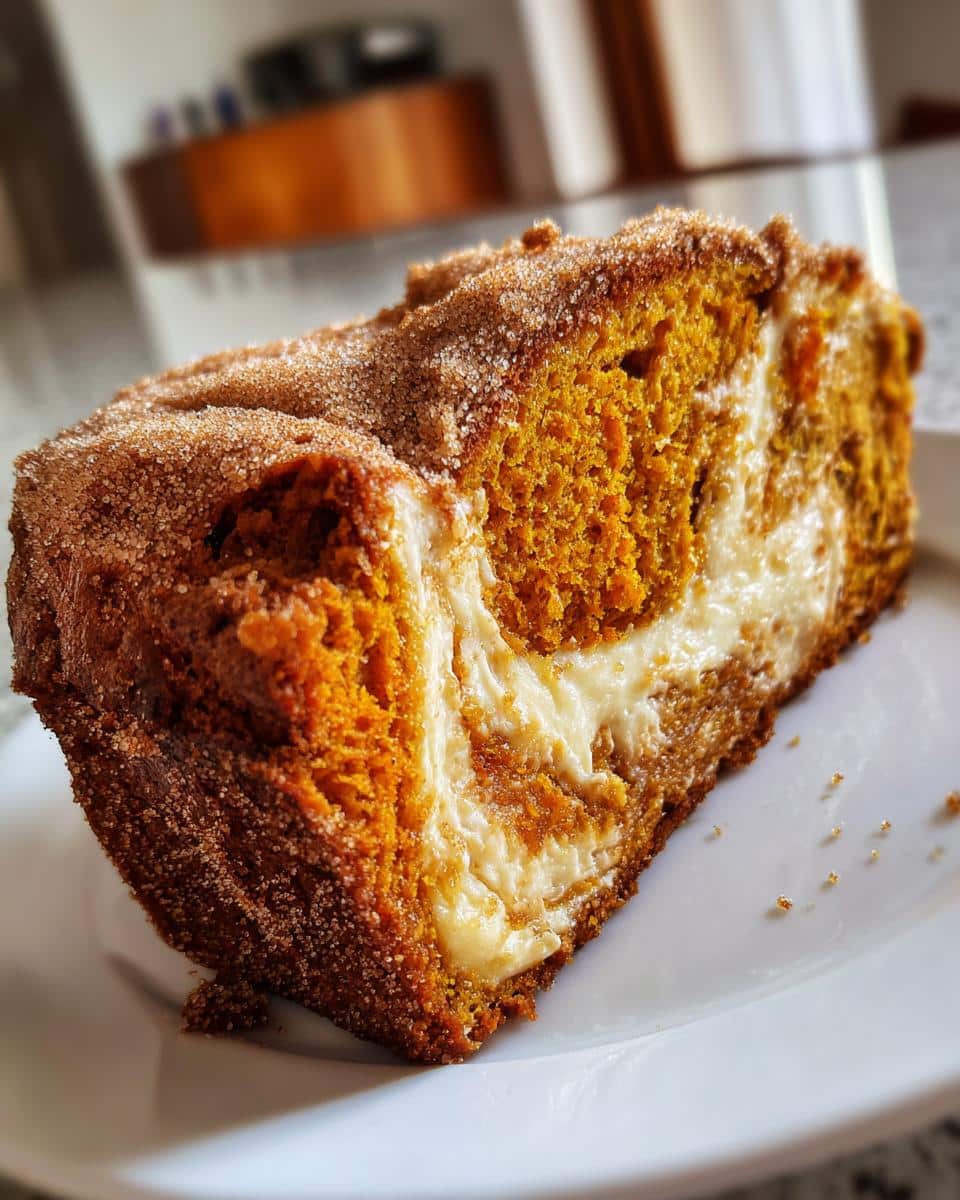Moist Pumpkin Bread with Cream Cheese Swirl and Cinnamon Sugar Topping - detail 2