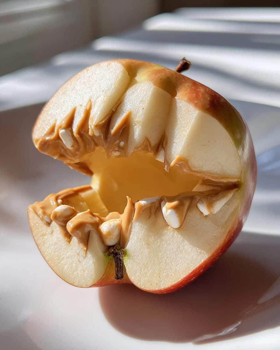 Monster Mouth Apple Slices (Apple slices with peanut butter and mini marshmallows) - detail 1