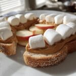 Monster Mouth Apple Slices (Apple slices with peanut butter and mini marshmallows)