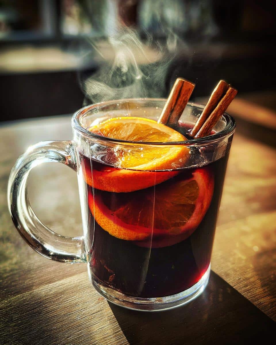 Mulled Wine with Orange and Cinnamon Sticks - detail 2