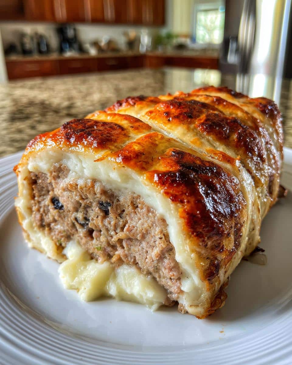 Mummy Meatloaf with Mashed Potato Wrapping - detail 3