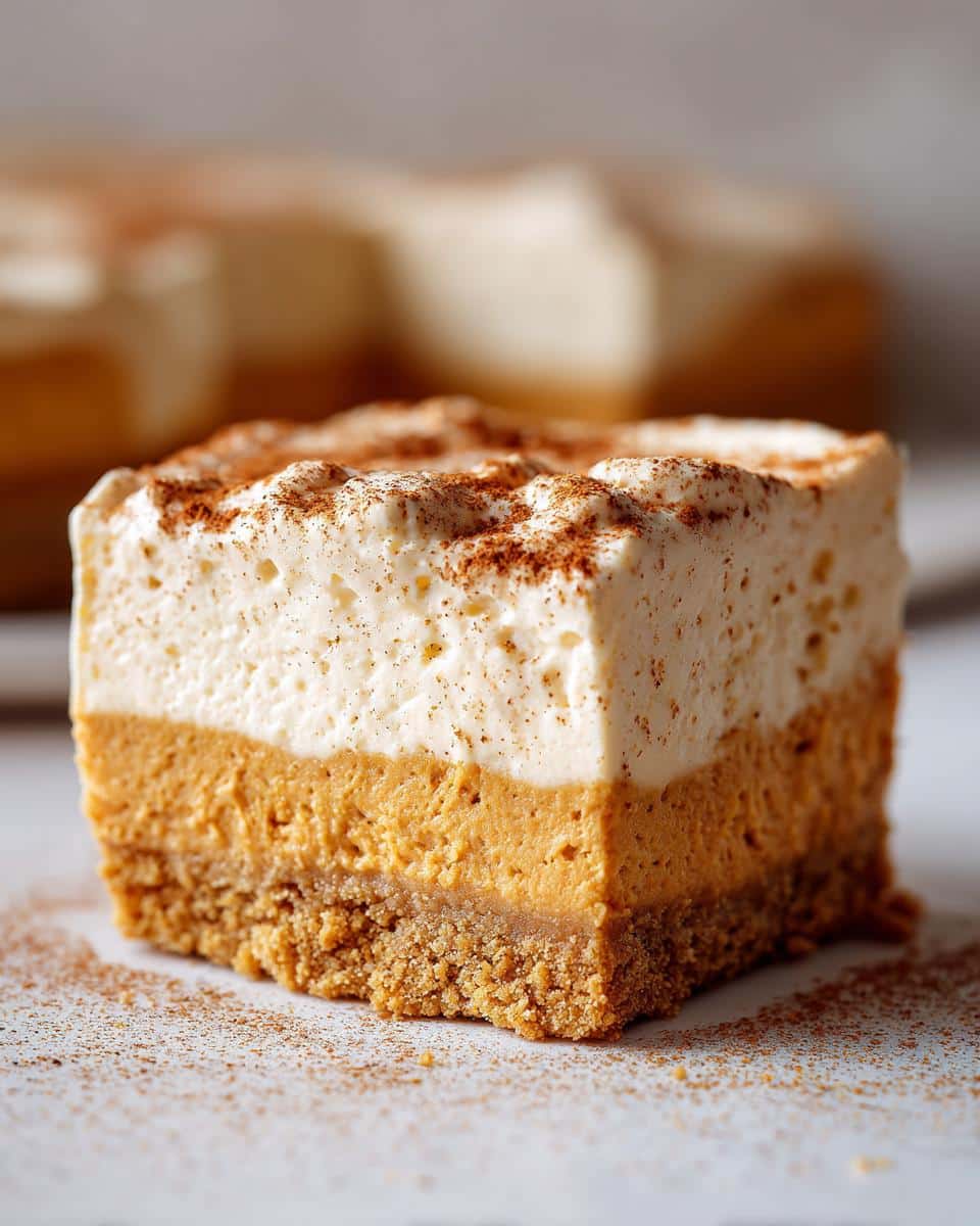 No-Bake Pumpkin Cheesecake Bars with Graham Cracker Crust - detail 1