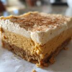 No-Bake Pumpkin Cheesecake Bars with Graham Cracker Crust