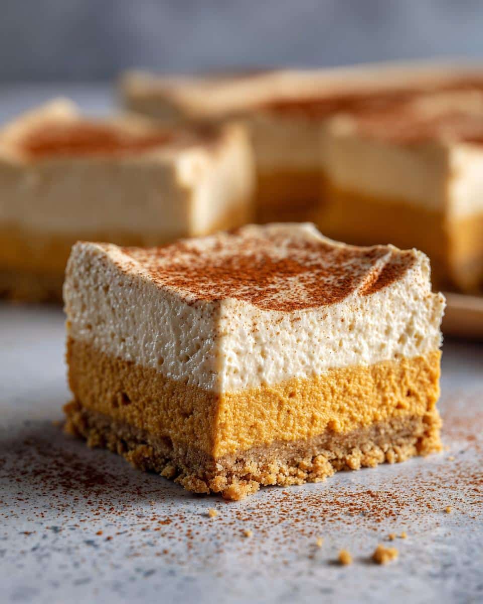 No-Bake Pumpkin Cheesecake Bars with Graham Cracker Crust - detail 2