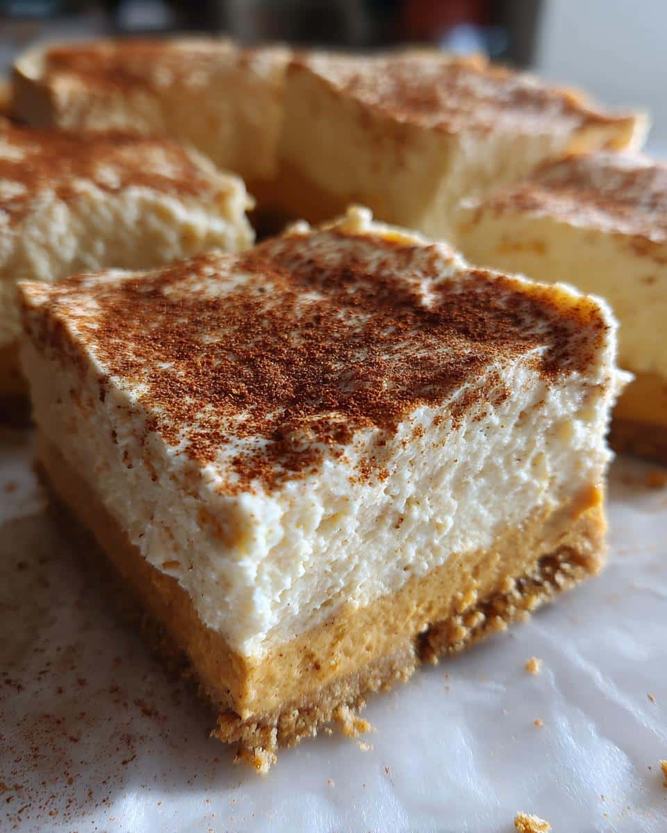 No-Bake Pumpkin Cheesecake Bars with Graham Cracker Crust - detail 3