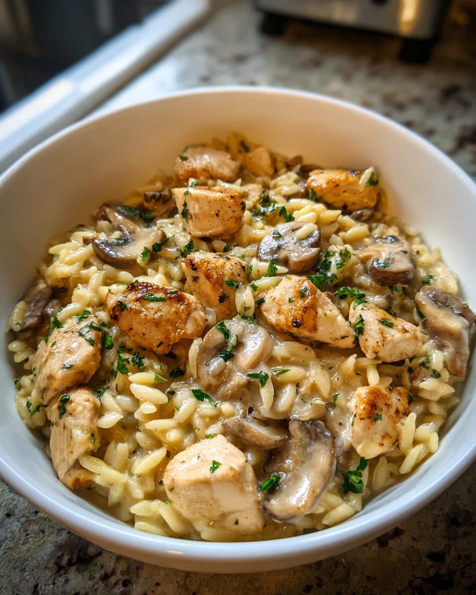 One-Pot Creamy Chicken and Mushroom Orzo - detail 4