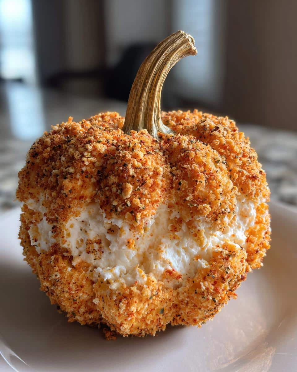 Pumpkin-Shaped Cheese Ball with Everything Seasoning - detail 4