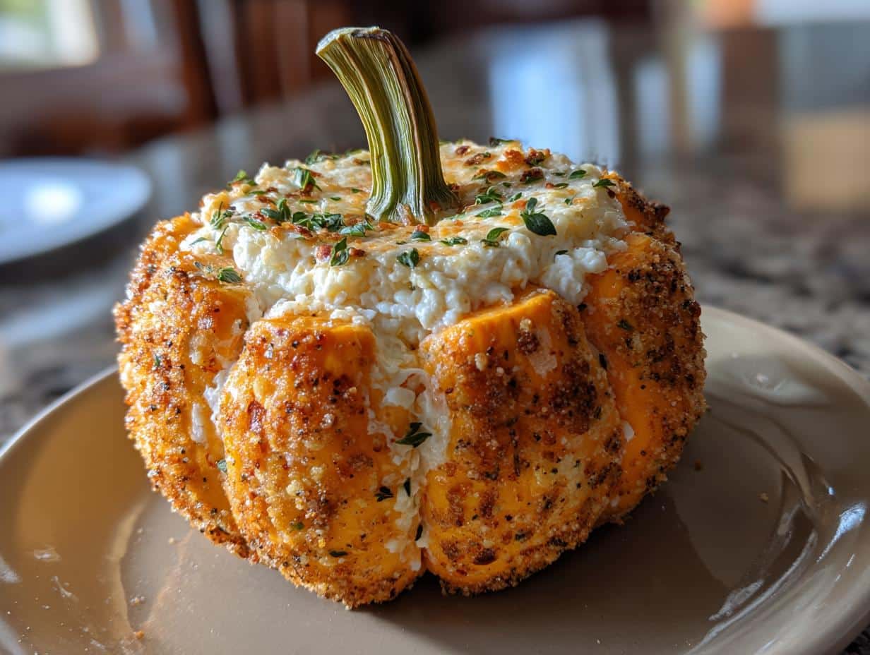 Irresistible Pumpkin-Shaped Cheese Ball in Just 6 Ingredients