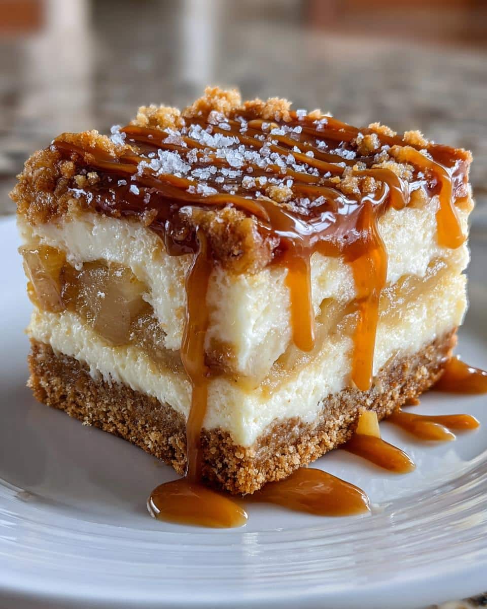 Salted Caramel Apple Cheesecake Bars - detail 1