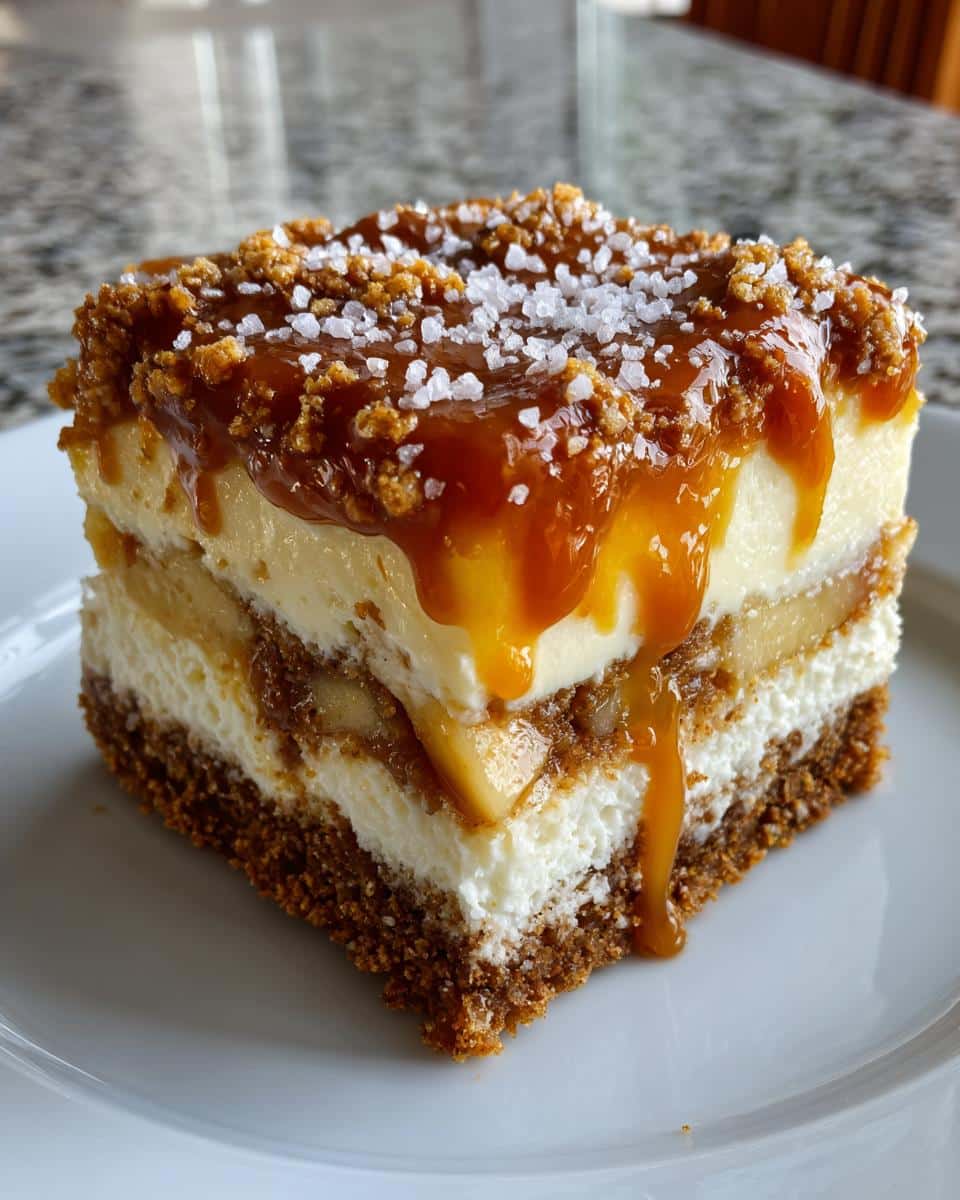 Salted Caramel Apple Cheesecake Bars - detail 2