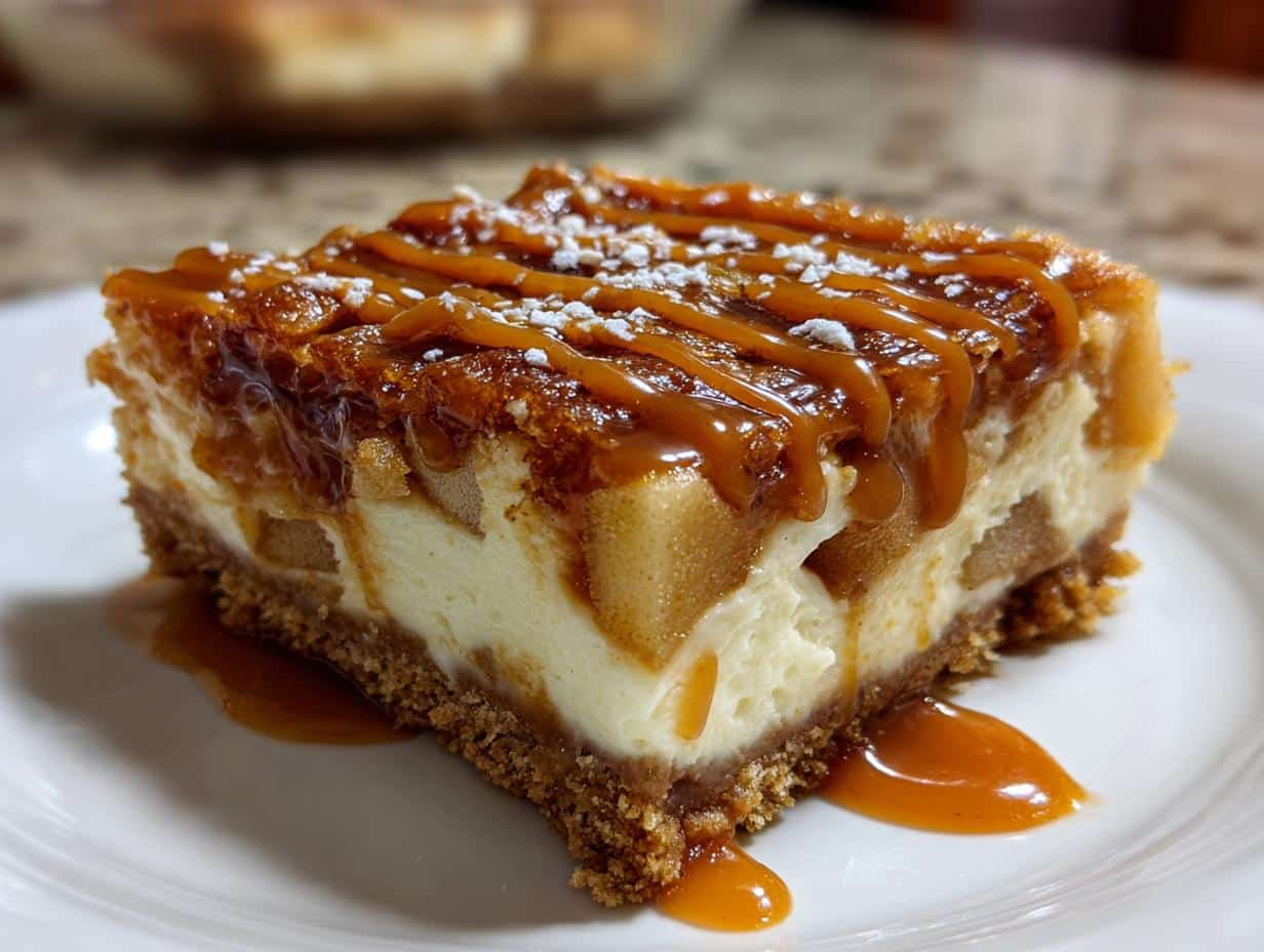 35-Minute Salted Caramel Apple Cheesecake Bars You’ll Crave