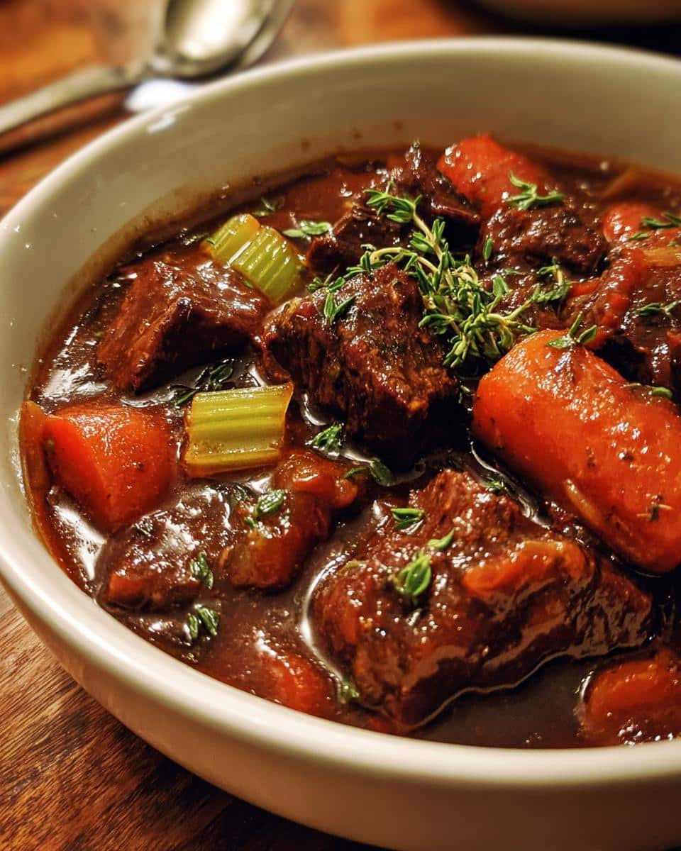 Slow Cooker Beef Stew with Red Wine and Herbs - detail 2