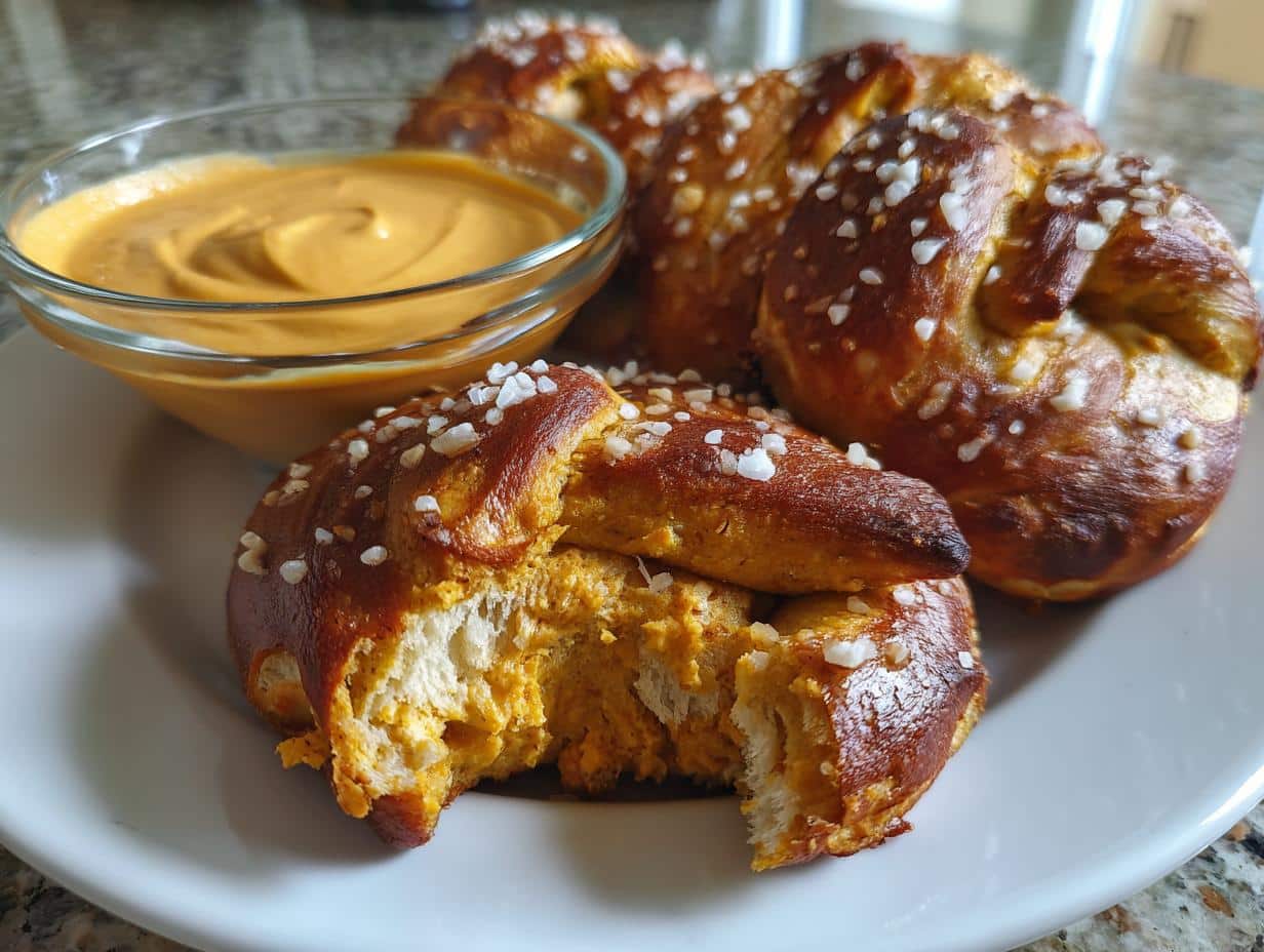 Indulge in 8 Irresistible Soft Pumpkin Beer Pretzels with Chipotle Cheese Dip